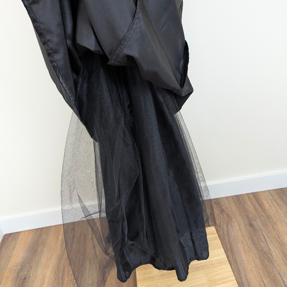 Black Strapless Prom Maxi Dress Petticoat Lace Up Corset Sleeveless Tube Top - Picture 9 of 13